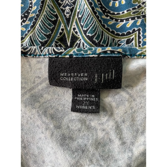 J Jill Wearever Collection Blue Black Paisely Jersey Long Sleeve Top Size 2X - Picture 8 of 13